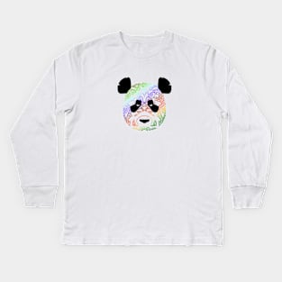 Colorful Panda Face (version 2) Kids Long Sleeve T-Shirt